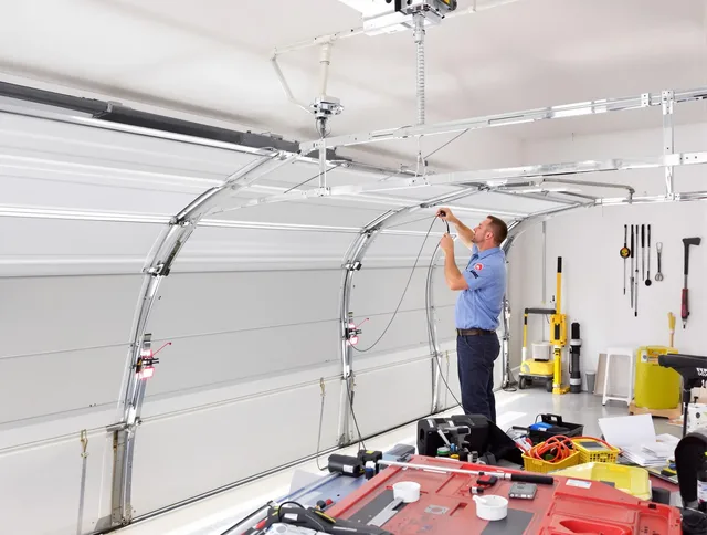 Garage door cable repair service by Green Garage Door Repair in Green