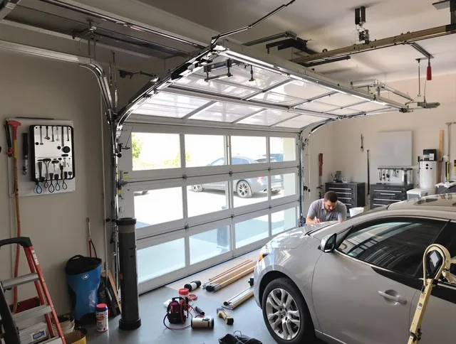 Garage door noise reduction service by Green Garage Door Repair in Green